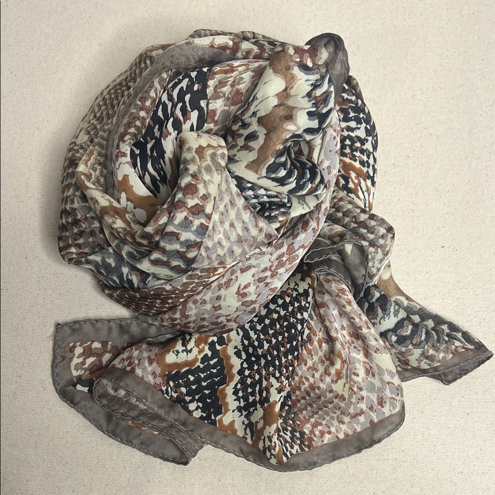 Snake Print Lightweight Scarf 70x24 Neutral Brown Taupe Animal Print Wrap/scarf